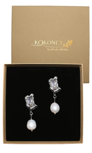 Kolczyki srebrne z perłami słodkowodnymi i cyrkoniami VIDA silver