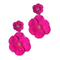 Viralowe kolczyki kwiatki fuksjowe wiszące damskie do SUKNI wakacje komunia