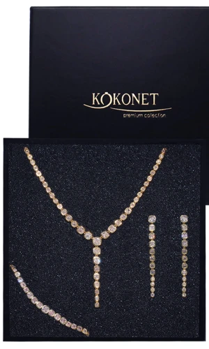 Efektowny zestaw biżuterii złotej KOLIA kolczyki bransoletka BOGATY ślub