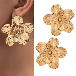 Kolczyki złote efektowne na wesele do letniej sukienki