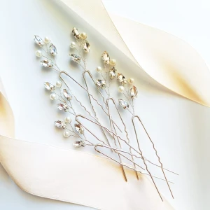 Zestaw 6 wsuwek z cyrkoniami i perełkami srebrne