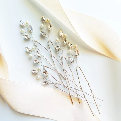 Komplet kokówek srebrnych z cyrkoniami i perełkami 6 Delikatnych ozdób ŚLUB