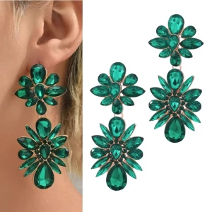 Kolczyki zielone z dużymi aplikacjami