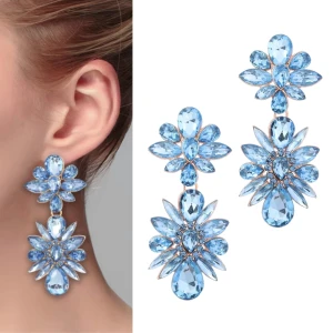 Kolczyki niebieskie z dużymi aplikacjami