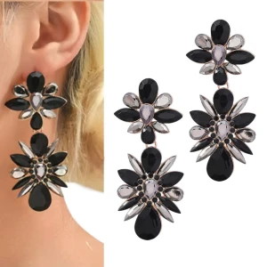 Kolczyki czarne z dużymi aplikacjami