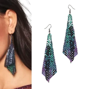 Kolczyki ciemne długie wiszące ultra lekkie syrenki