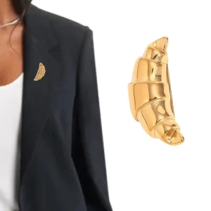 Broszka ze stali nierdzewnej croissant rogal