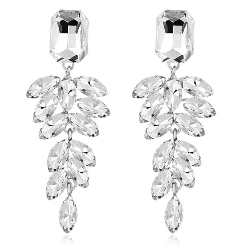 SREBRNE kolczyki kryształowe eleganckie wiszące wieczorowe