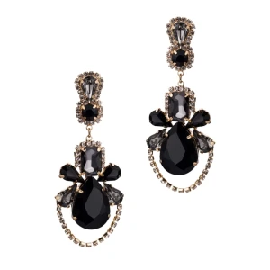 Kolczyki czarne złote wiszące