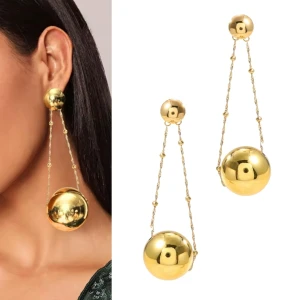 Kolczyki złote kule wiszące