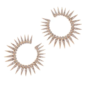 Kolczyki złote z kolcami i cyrkoniami punk