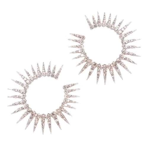 Okrągłe kolczyki z kolcami cyrkoniami efektowne słońca srebrne glamour