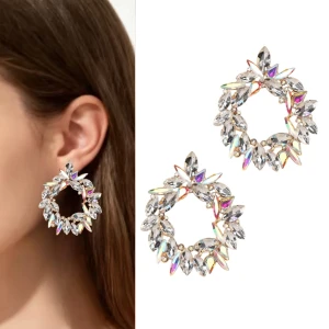 Kolczyki kryształowe złote koła z cyrkoniami