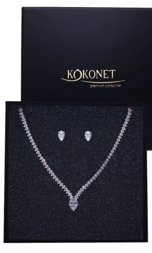 Zestaw ślubny komplet biżuterii kolczyki kolia srebro elegancka GLAM