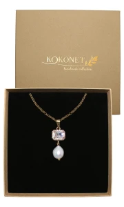 Złoty naszyjnik ślubny z perłą słodkowodną MARTINA gold