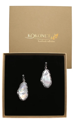 Kolczyki srebrne NIEREGULARNE modern boho glam Old Money ślubne wiszące