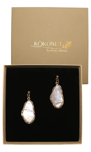 Kolczyki ślubne nieregularne z masą perłową ARLETA gold