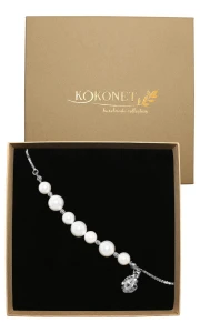 Efektowna srebrna perłowa bransoletka z zawieszką STELLA silver