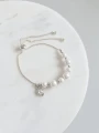 SREBRNA bransoletka zawieszka charms cyrkonie perły HANDMADE boho ślub