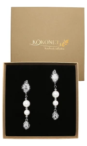 Długie srebrne perłowe kolczyki z elegancką zawieszką STELLA silver