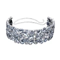SREBRNY choker naszyjnik SZEROKI ozdobny wow efekt masywny z kamieniami