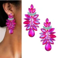 Okazałe złote ozdobne kolczyki FUKSJA różowe opalizujące na niebiesko